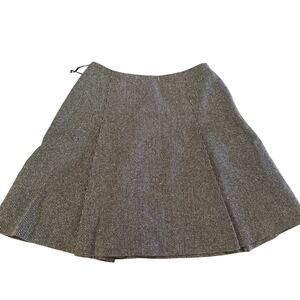 AKA Eddie Bauer Silk & Wool Skirt Mini Vintage sz 8 academia black pinstripe